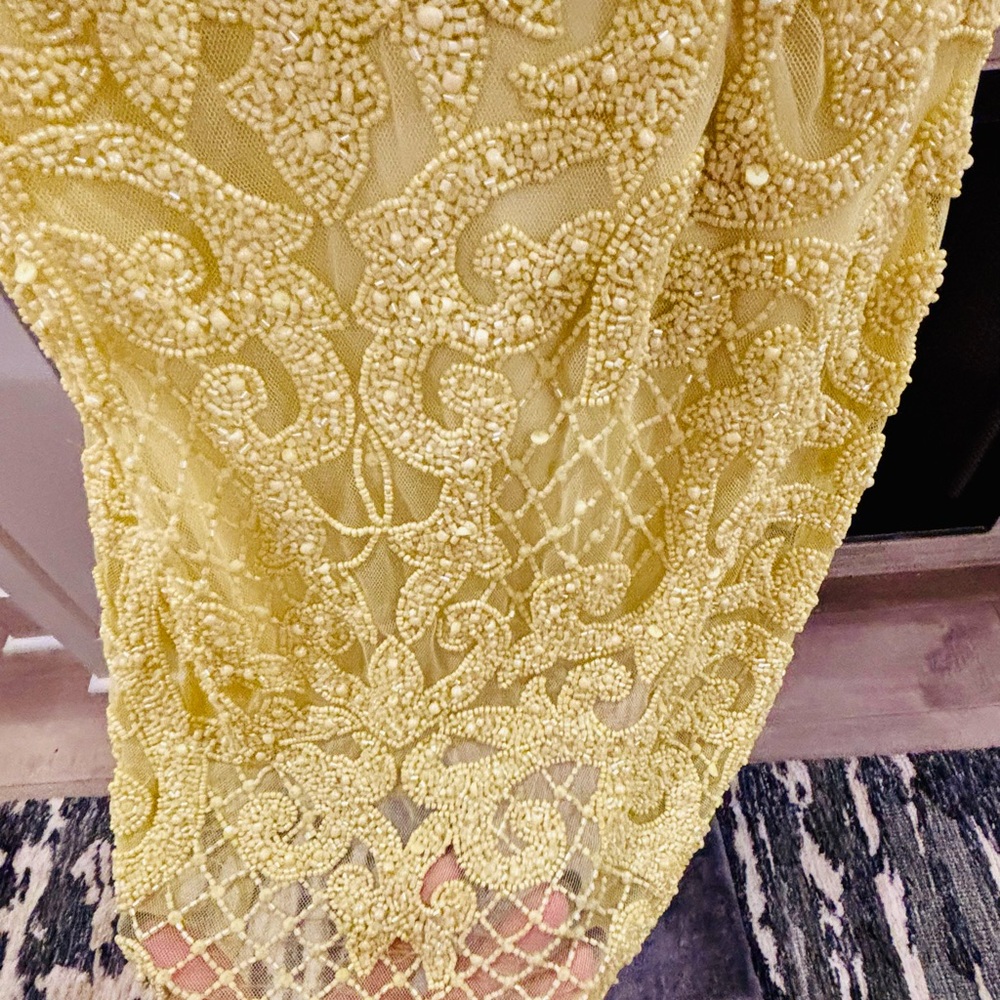 🍋 Primavera Couture Yellow Beaded Dress – Size 12 🍋 - Picture 7 of 16